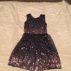 Girls - Navy dress with Rose Gold Sequins